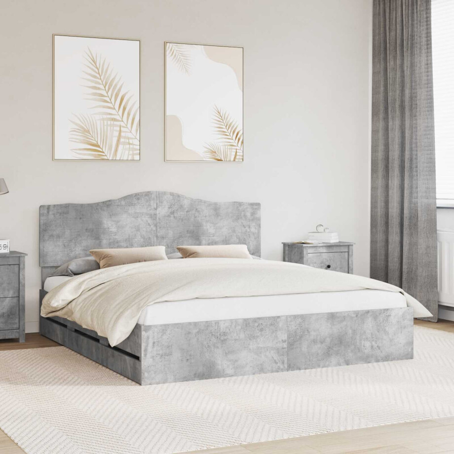 vidaXL Bedframe met lade Betongrijs 180 x 200 cm Ingenieurshout vidaXL Bedframe met lade Betongrijs 180 x 200 cm Ingenieurshout afbeelding 1