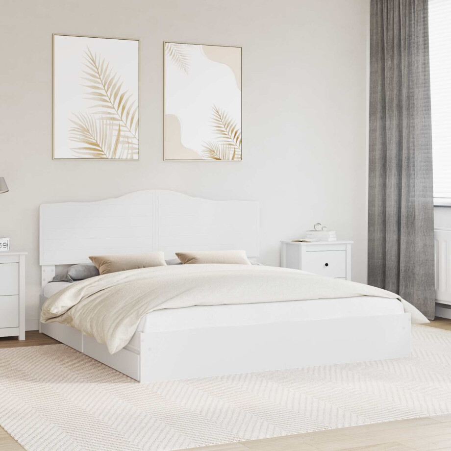vidaXL Opslag bed met hoofdeinde Wit 180 x 200 cm Bewerkt hout afbeelding 1