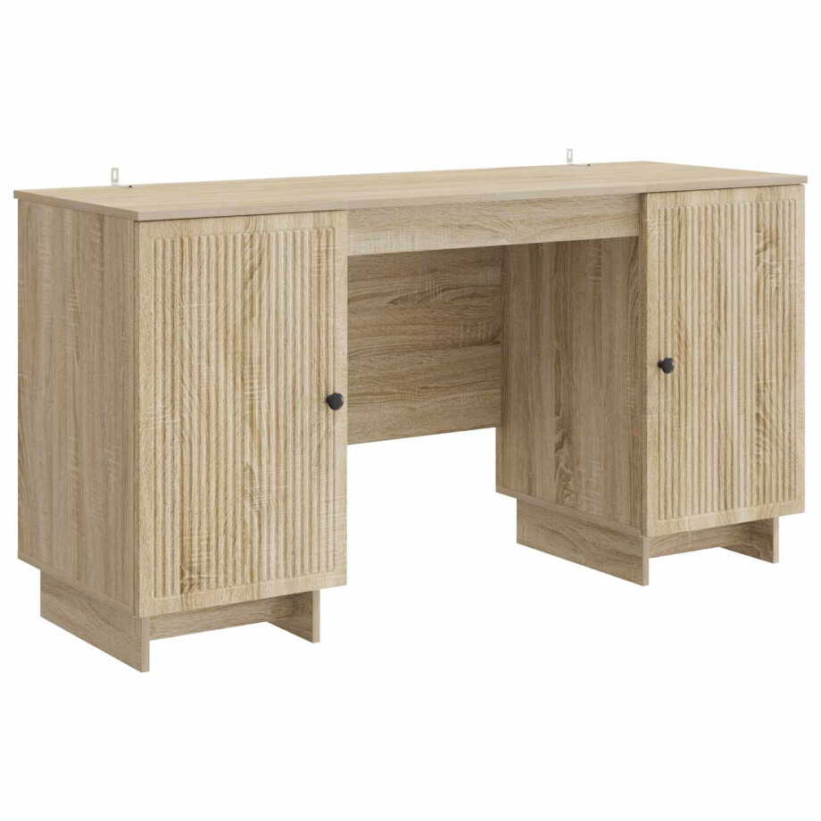 vidaXL Bureau Sonoma Eiken Bewerkt hout 142,5 x 50 x 75 cm afbeelding 1