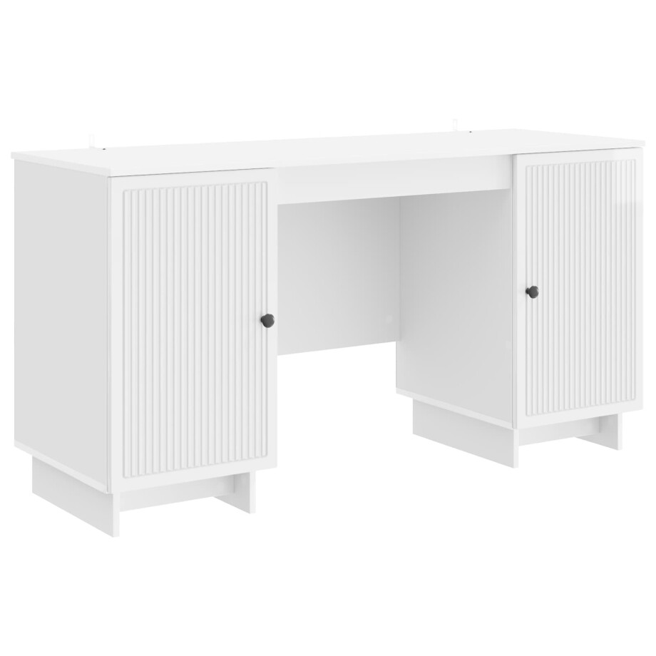 vidaXL Bureau Hoogglans Wit Bewerkt hout 142,5 x 50 x 75 cm afbeelding 1