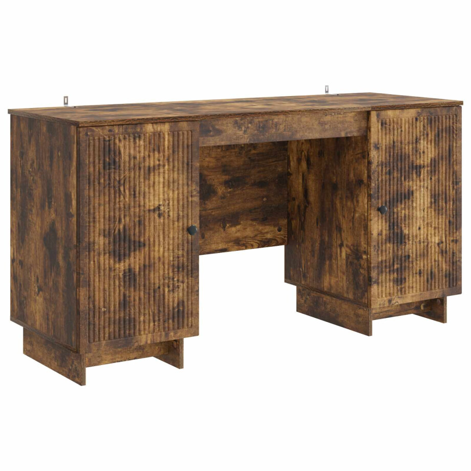 vidaXL Bureau Gerookt eiken Bewerkt hout 142,5 x 50 x 75 cm afbeelding 1