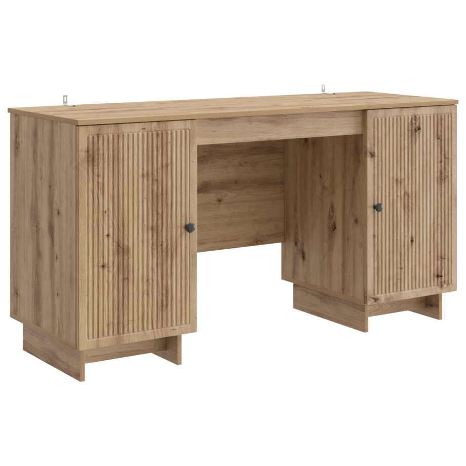 vidaXL Bureau Artisanaal eiken Bewerkt hout 142,5 x 50 x 75 cm afbeelding 1