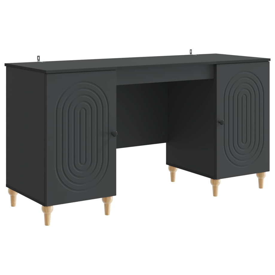 vidaXL Bureau met plank Zwart 142,5 x 50 x 75 cm Bewerkt hout afbeelding 1