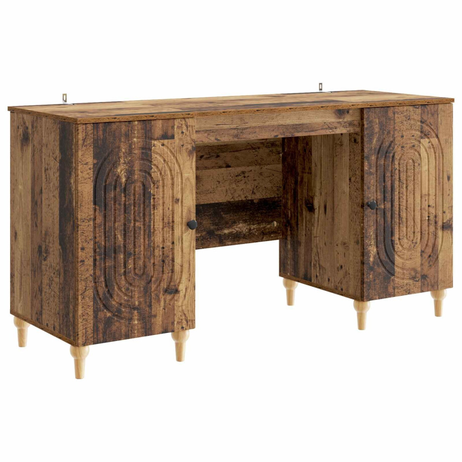 vidaXL Bureau met plank Oud hout 142,5 x 50 x 75 cm Bewerkt hout afbeelding 1