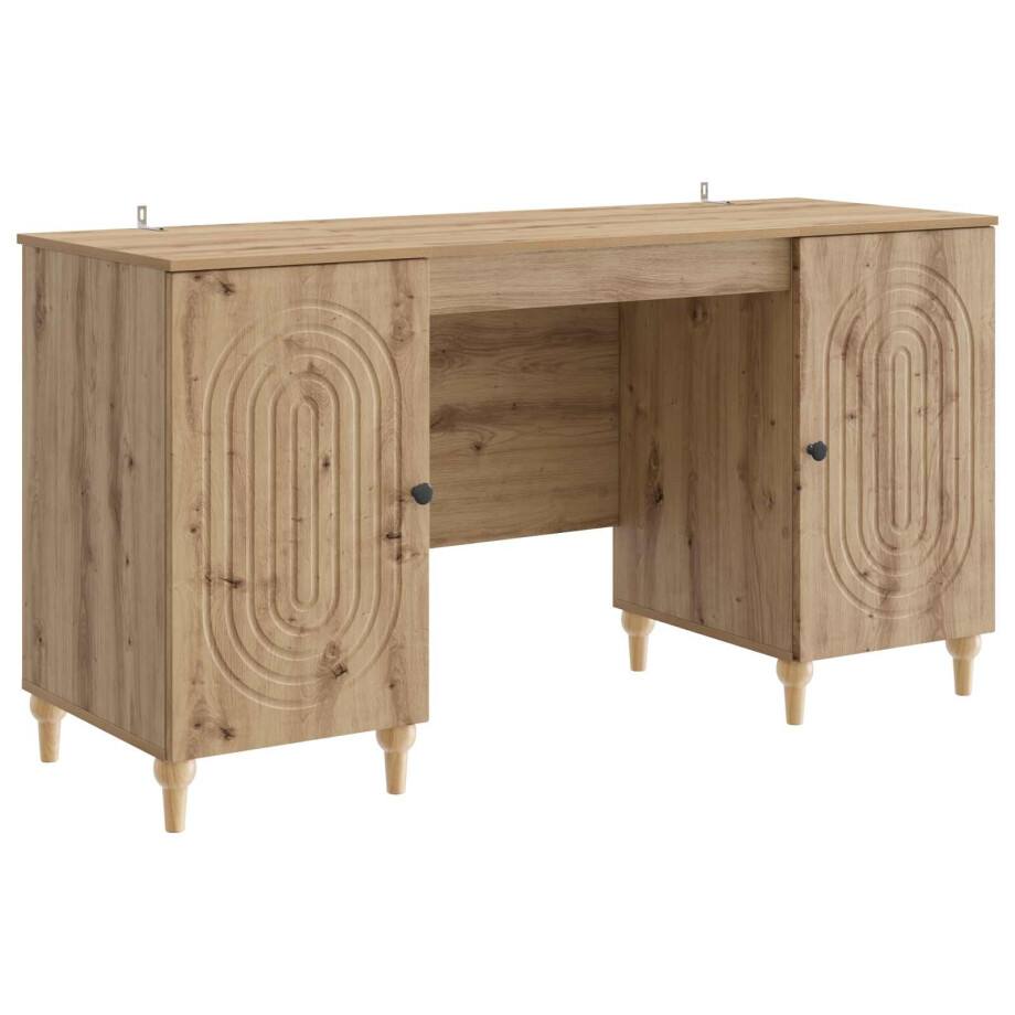 vidaXL Bureau Artisanaal eiken 142,5 x 50 x 75 cm Bewerkt hout afbeelding 1