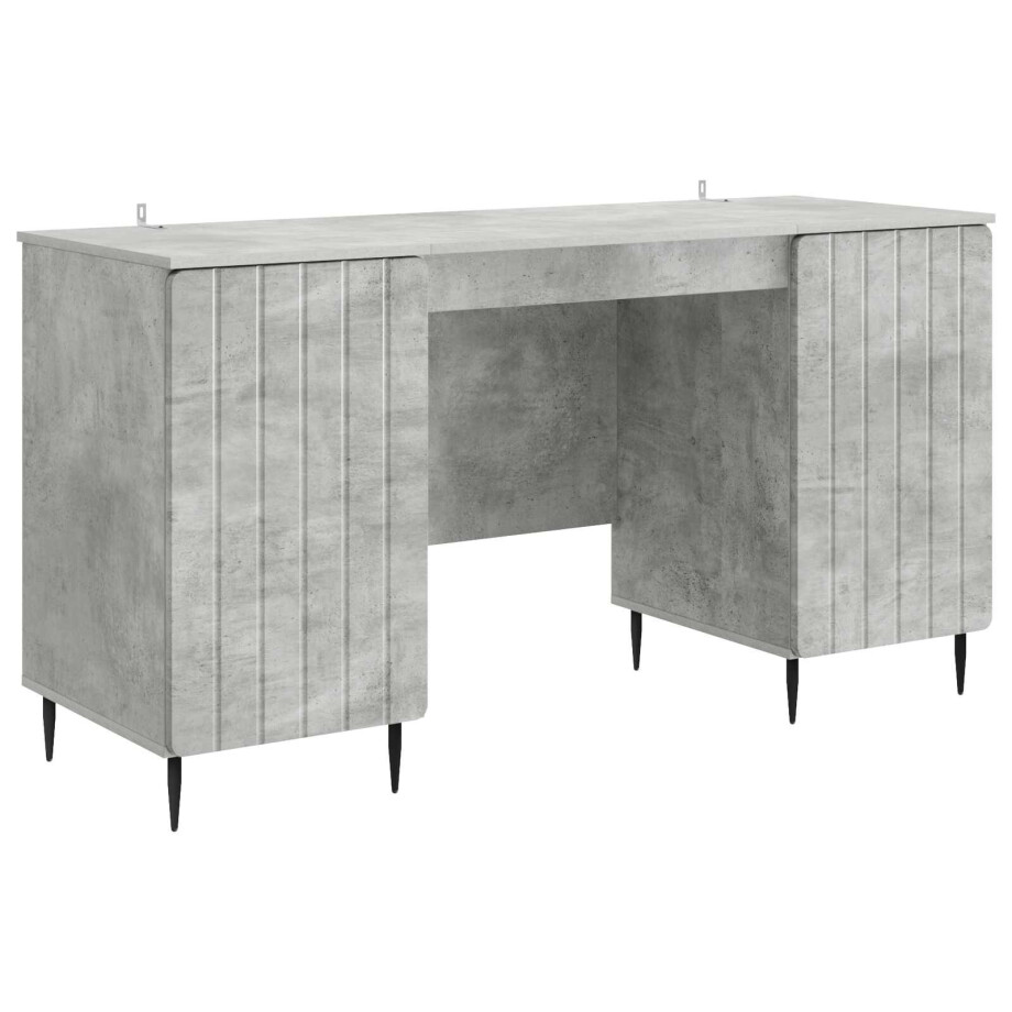 vidaXL Bureau met plank Betongrijs 142,5 x 50 x 75 cm Bewerkt hout afbeelding 1