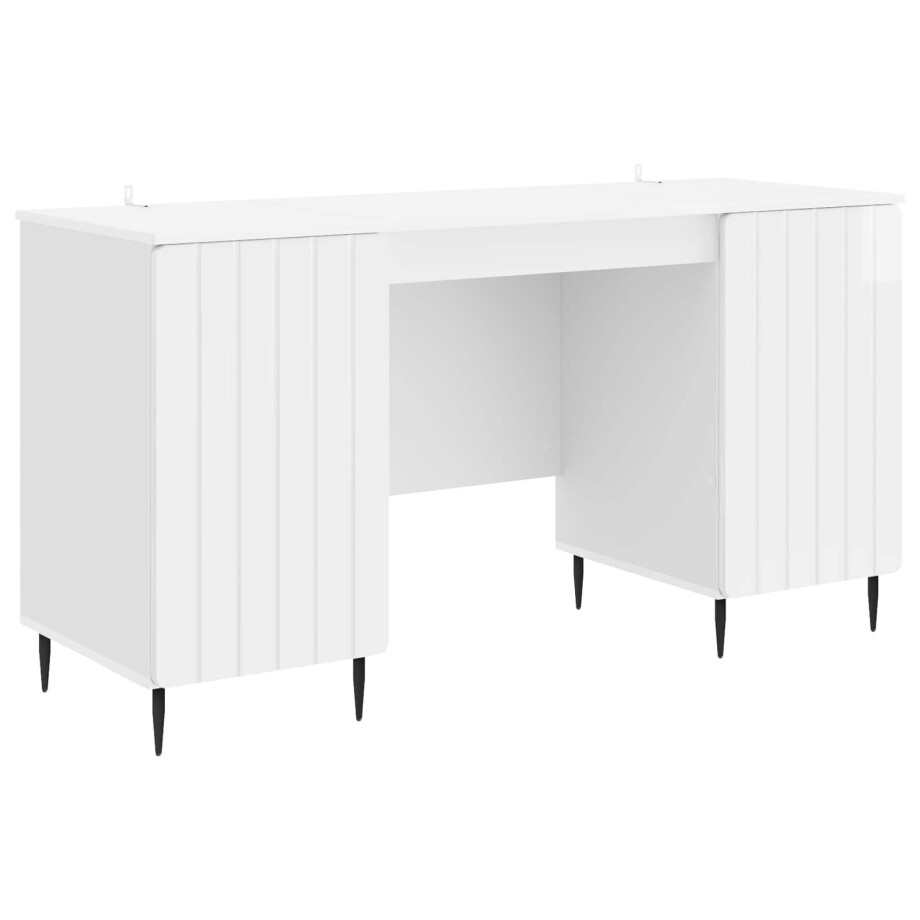 vidaXL Bureau met plank Hoogglans Wit 142,5 x 50 x 75 cm Bewerkt hout afbeelding 1