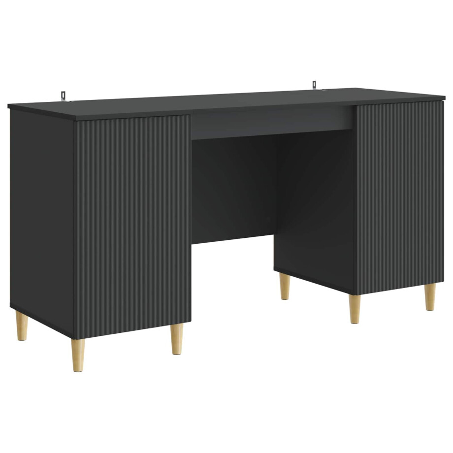 vidaXL Bureau met plank Zwart 142,5 x 50 x 75 cm Bewerkt hout afbeelding 1