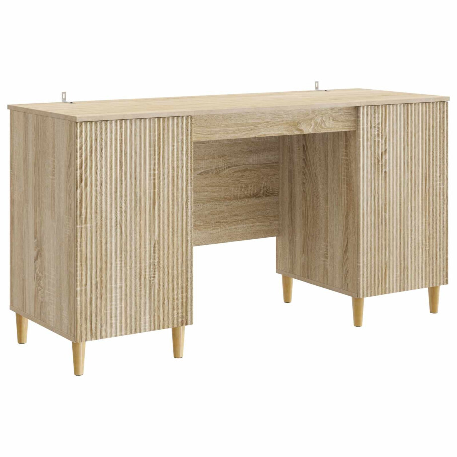 vidaXL Bureau met plank Sonoma Eiken 142,5 x 50 x 75 cm Bewerkt hout afbeelding 1