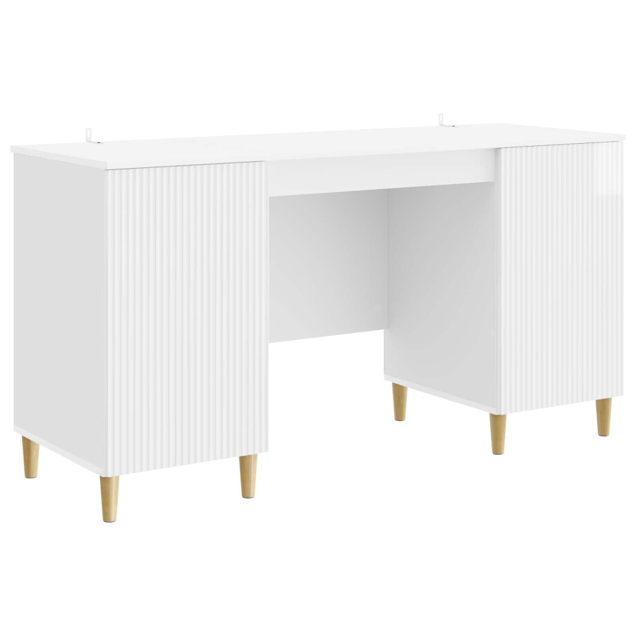 vidaXL Bureau met plank Hoogglans Wit 142,5 x 50 x 75 cm Bewerkt hout afbeelding 1