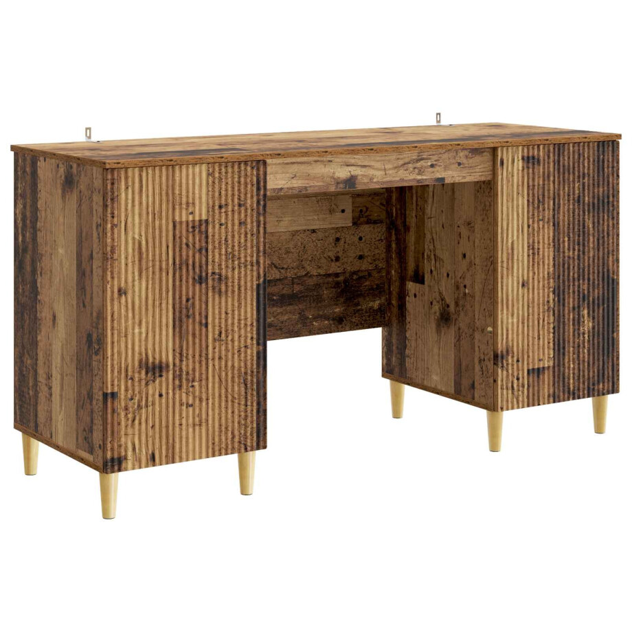 vidaXL Bureau met plank Oud hout 142,5 x 50 x 75 cm Bewerkt hout afbeelding 1