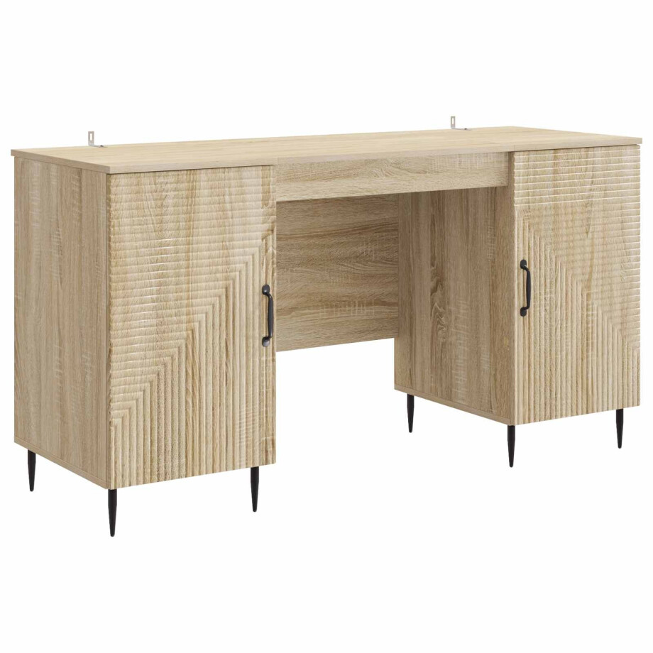 vidaXL Bureau met plank Sonoma Eiken 142,5 x 50 x 75 cm Bewerkt hout afbeelding 1