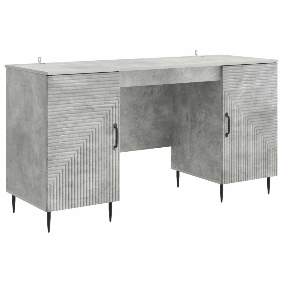 vidaXL Bureau met plank Betongrijs 142,5 x 50 x 75 cm Bewerkt hout afbeelding 1
