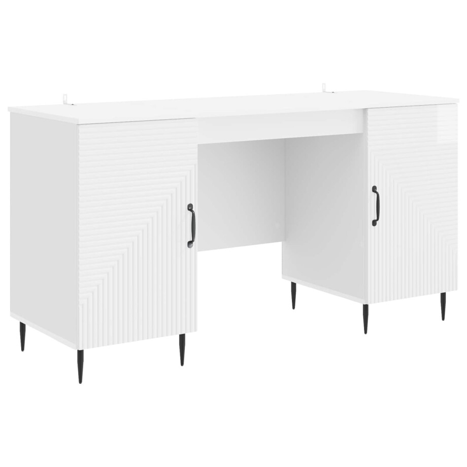 vidaXL Bureau met plank Hoogglans Wit 142,5 x 50 x 75 cm Bewerkt hout afbeelding 1