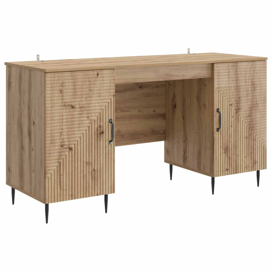 vidaXL Bureau Artisanaal eiken 142,5 x 50 x 75 cm Bewerkt hout afbeelding 1