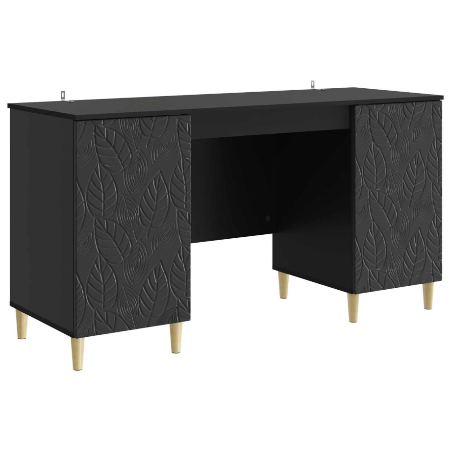 vidaXL Bureau Zwart Bewerkt hout 142,5 x 50 x 75 cm afbeelding 1