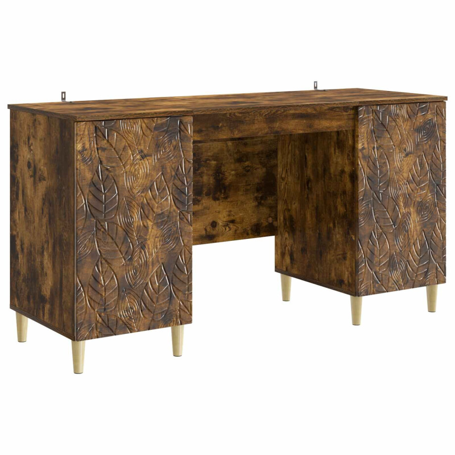 vidaXL Bureau Gerookt eiken Bewerkt hout 142,5 x 50 x 75 cm afbeelding 1