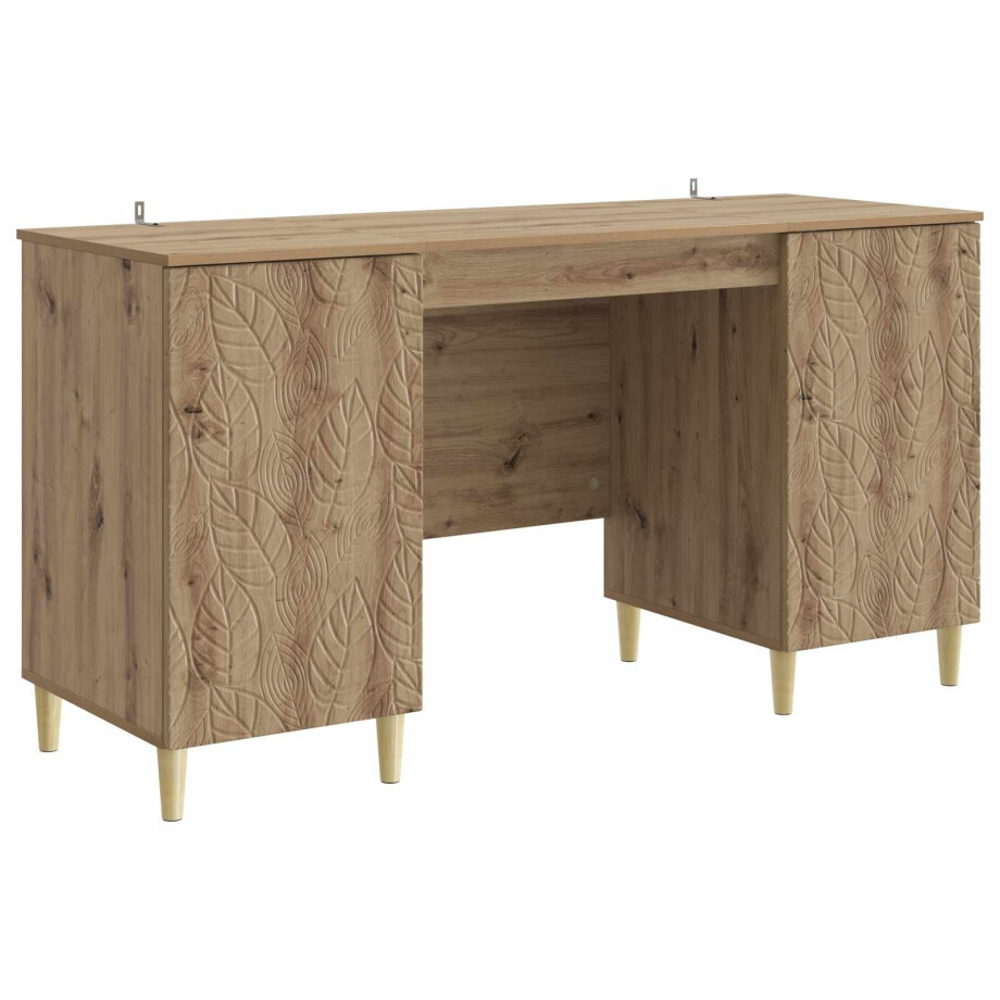 vidaXL Bureau Artisanaal eiken Bewerkt hout 142,5 x 50 x 75 cm afbeelding 1