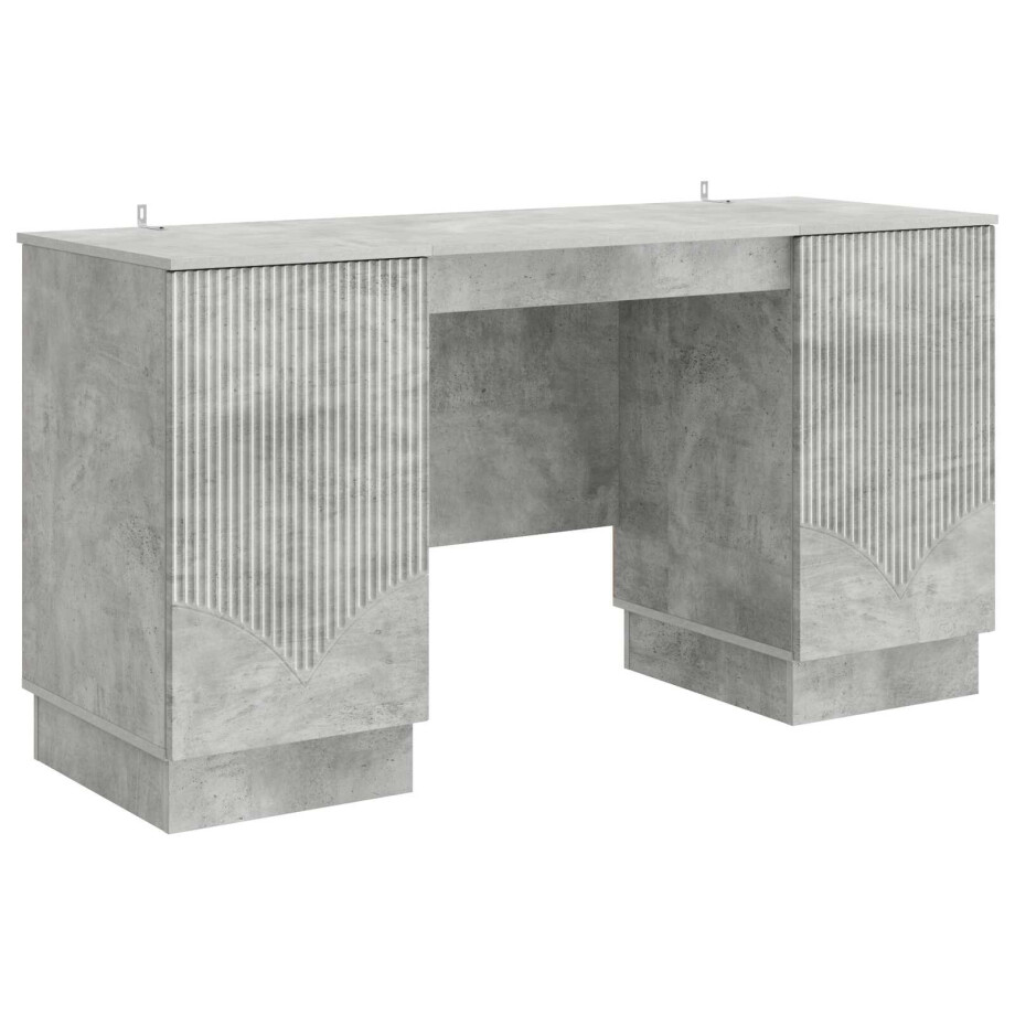 vidaXL Bureau met plank Betongrijs 142,5 x 50 x 75 cm Bewerkt hout afbeelding 1