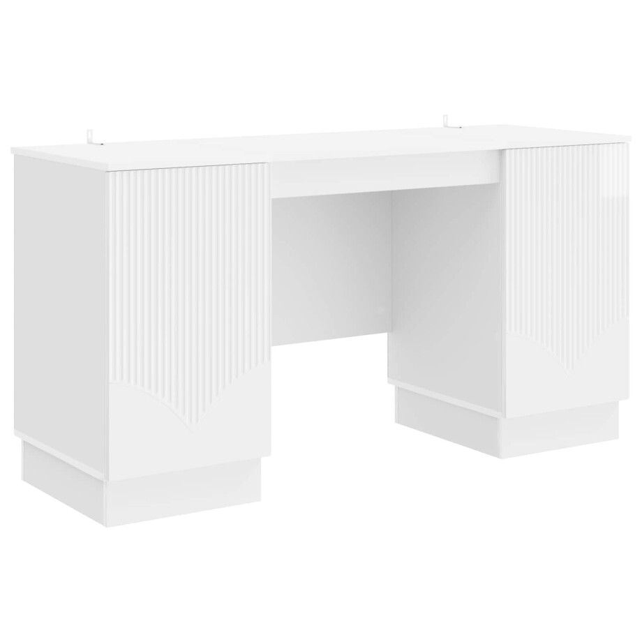 vidaXL Bureau met plank Hoogglans Wit 142,5 x 50 x 75 cm Bewerkt hout afbeelding 1
