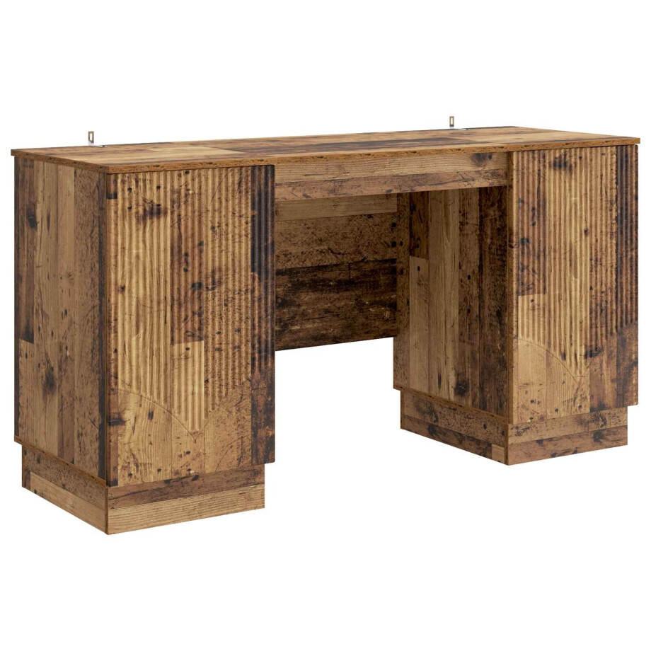 vidaXL Bureau met plank Oud hout 142,5 x 50 x 75 cm Bewerkt hout afbeelding 1