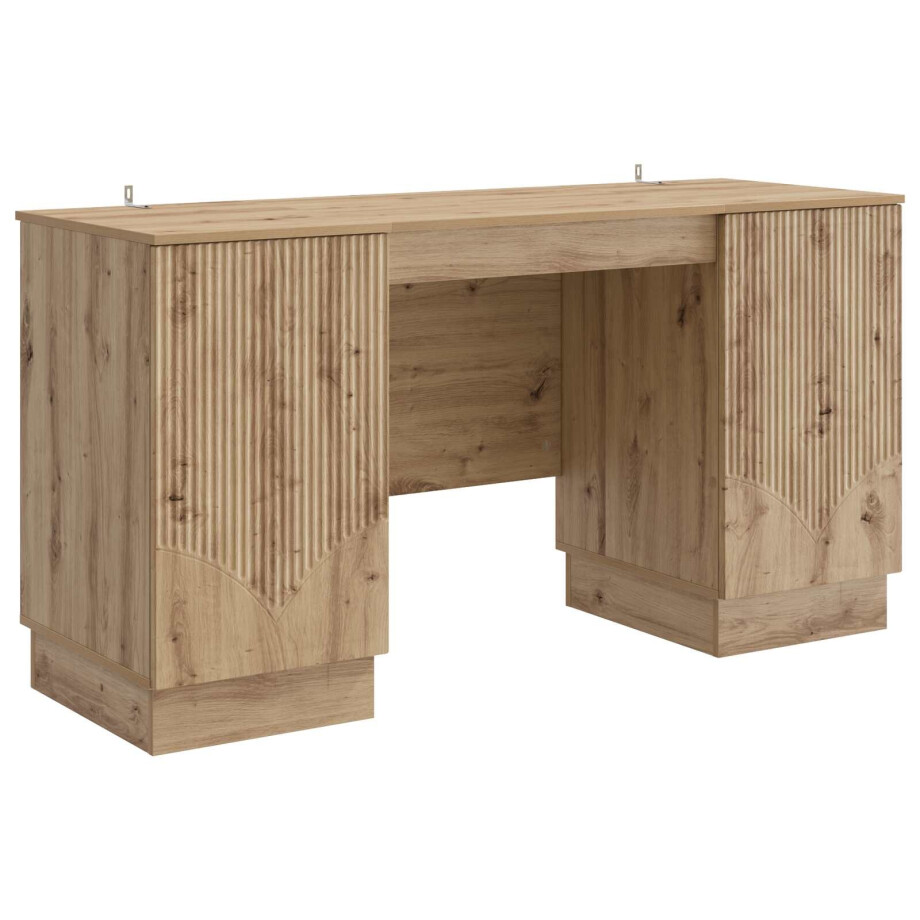 vidaXL Bureau Artisanaal eiken 142,5 x 50 x 75 cm Bewerkt hout afbeelding 1