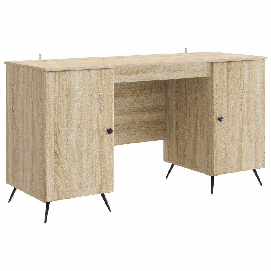 vidaXL Bureau met plank Sonoma Eiken 142,5 x 50 x 75 cm Bewerkt hout afbeelding 1