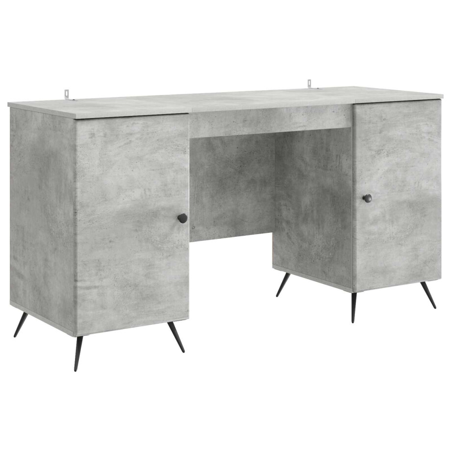 vidaXL Bureau met plank Betongrijs 142,5 x 50 x 75 cm Bewerkt hout afbeelding 1