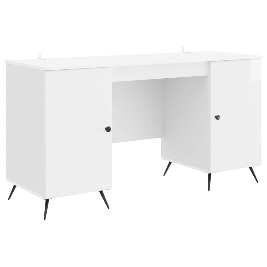 vidaXL Bureau met plank Hoogglans Wit 142,5 x 50 x 75 cm Bewerkt hout afbeelding 1