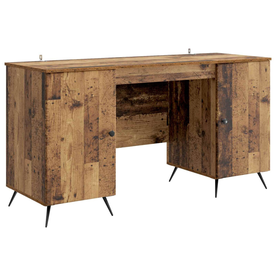 vidaXL Bureau met plank Oud hout 142,5 x 50 x 75 cm Bewerkt hout afbeelding 1
