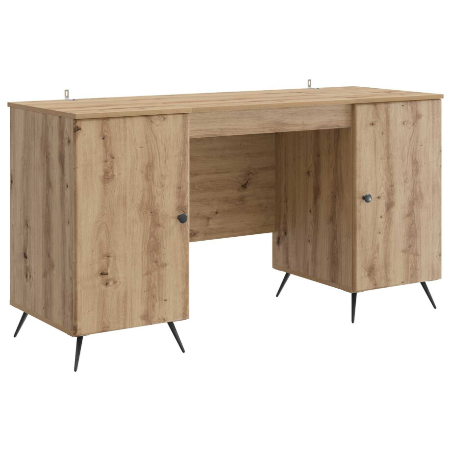 vidaXL Bureau Artisanaal eiken 142,5 x 50 x 75 cm Bewerkt hout afbeelding 1