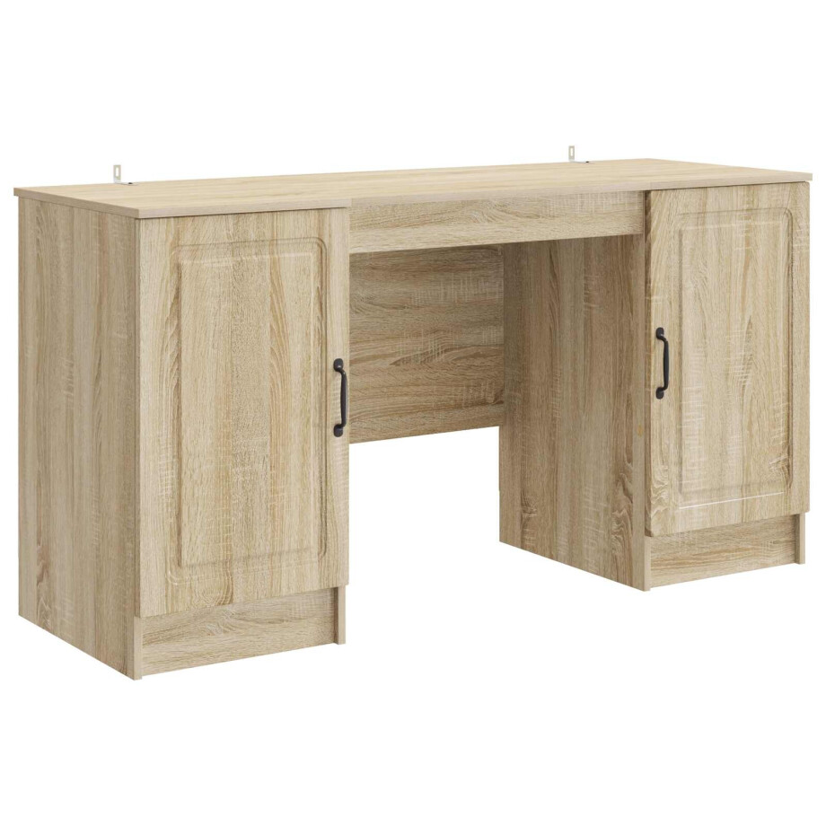 vidaXL Bureau met plank Sonoma Eiken 142,5 x 50 x 75 cm Bewerkt hout afbeelding 1