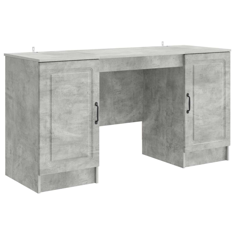 vidaXL Bureau met plank Betongrijs 142,5 x 50 x 75 cm Bewerkt hout afbeelding 1