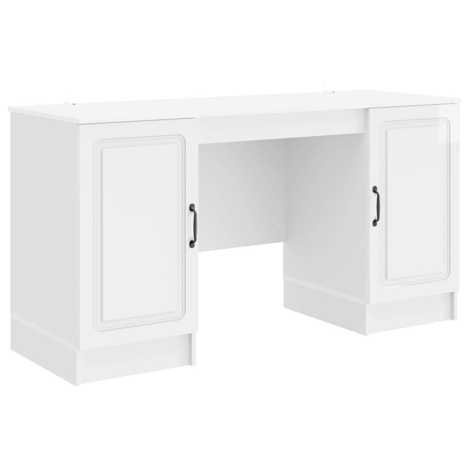 vidaXL Bureau met plank Hoogglans Wit 142,5 x 50 x 75 cm Bewerkt hout afbeelding 1
