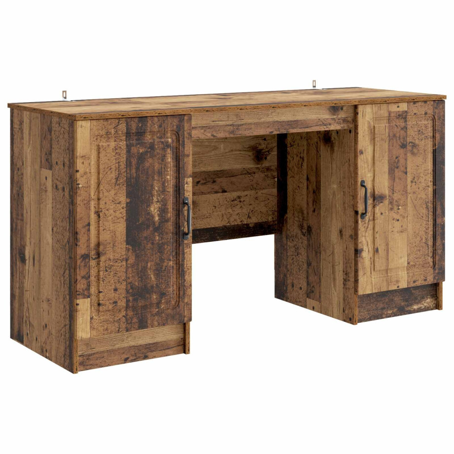 vidaXL Bureau met plank Oud hout 142,5 x 50 x 75 cm Bewerkt hout afbeelding 1