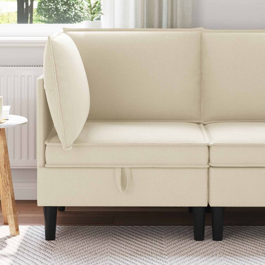 vidaXL Hoeksofa met Opbergruimte Crèmekleurig Fluweel vidaXL Hoeksofa met Opbergruimte Crèmekleurig Fluweel afbeelding 1