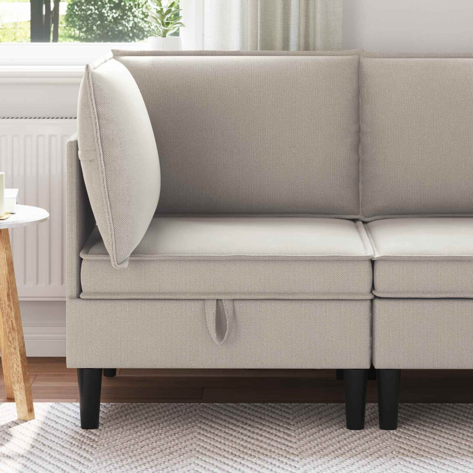 vidaXL Hoeksofa met Opbergruimte Havermout Fluweel vidaXL Hoeksofa met Opbergruimte Havermout Fluweel afbeelding 1