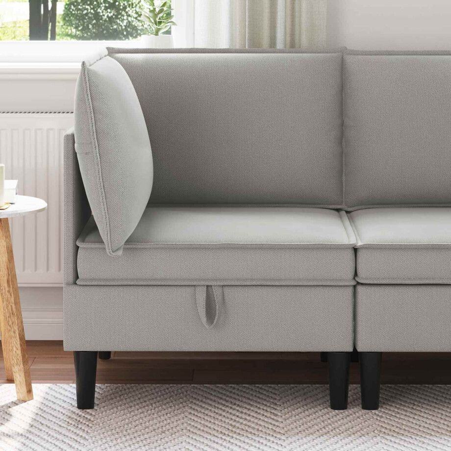 vidaXL Hoeksofa met Opbergruimte Lichtgrijs Fluweel vidaXL Hoeksofa met Opbergruimte Lichtgrijs Fluweel afbeelding 1