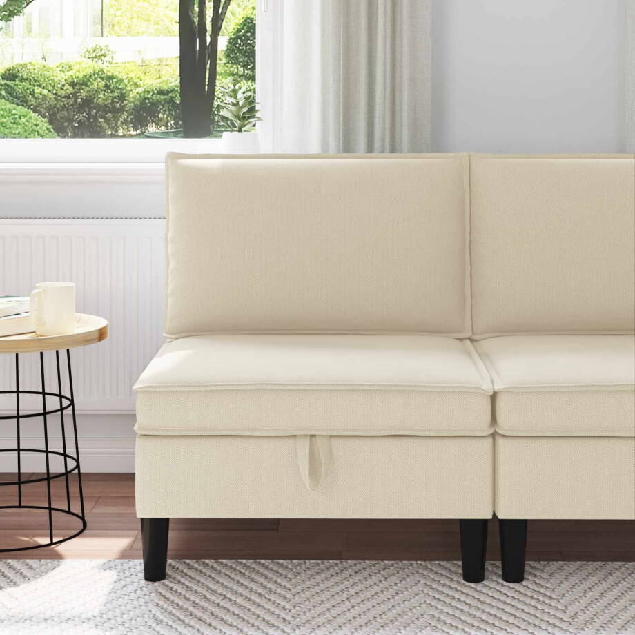 vidaXL Middelse Sofa met Opbergruimte Crèmekleurig Fluweel afbeelding 1