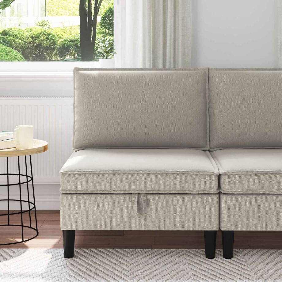 vidaXL Middelse Sofa met Opbergruimte Havermout Fluweel afbeelding 1