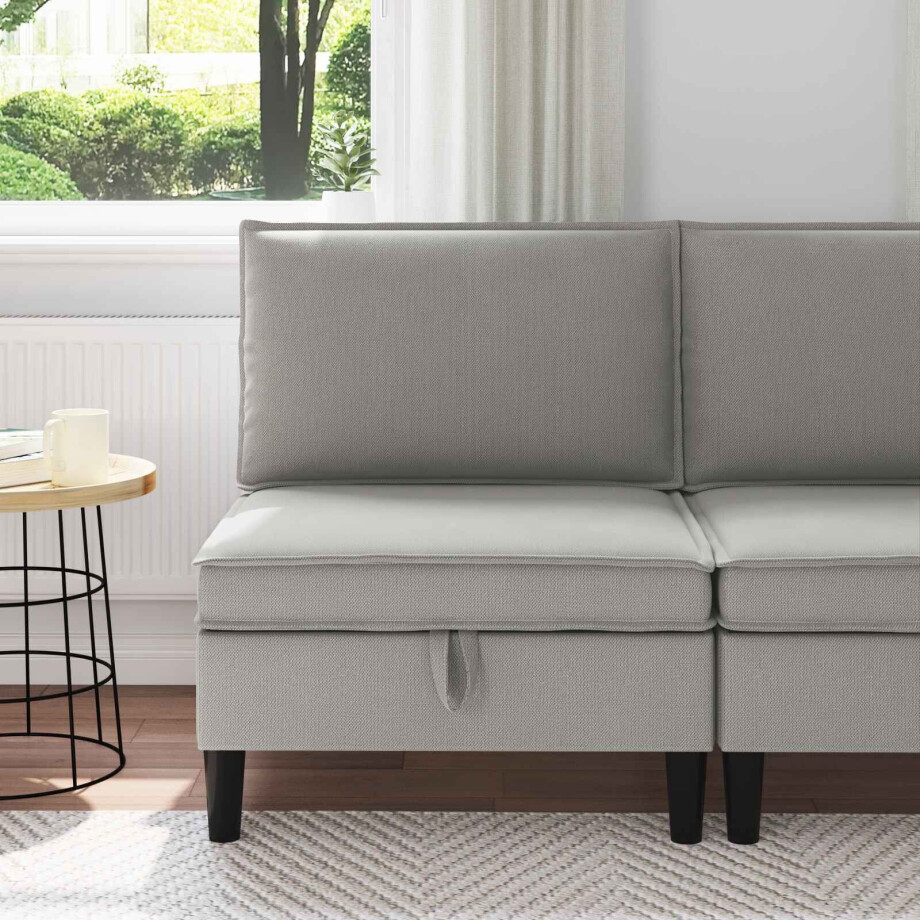 vidaXL Middelse Sofa met Opbergruimte Lichtgrijs Fluweel vidaXL Middelse Sofa met Opbergruimte Lichtgrijs Fluweel afbeelding 1