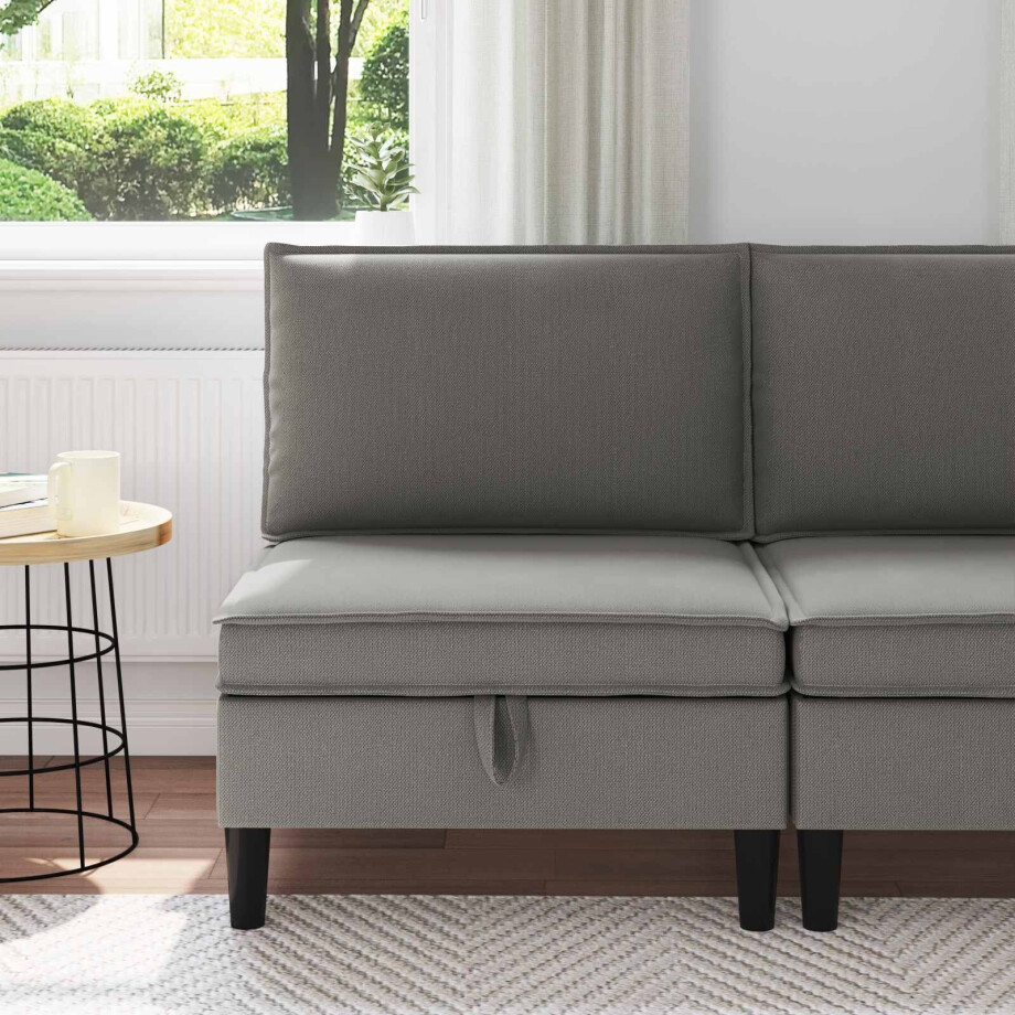 vidaXL Middelse Sofa met Opbergruimte Donkergrijs Fluweel vidaXL Middelse Sofa met Opbergruimte Donkergrijs Fluweel afbeelding 1
