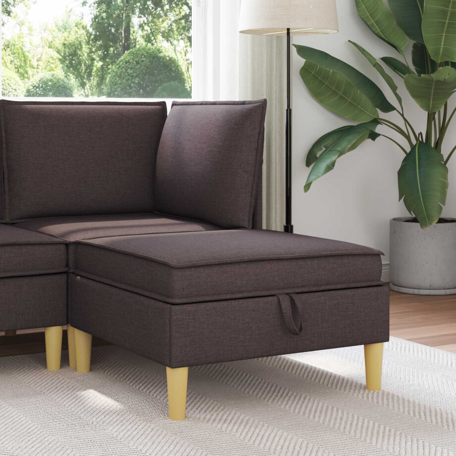 vidaXL Sofa Kruk met Opslag Donkerbruin Stof afbeelding 1