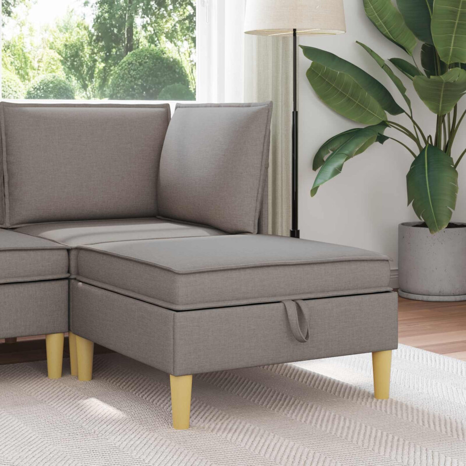 vidaXL Sofa Kruk met Opslag Taupe Stof afbeelding 1