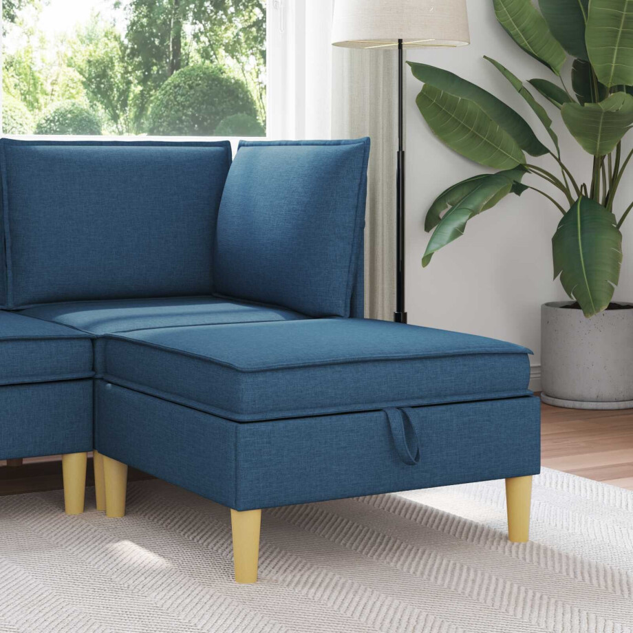 vidaXL Sofa Kruk met Opslag Blauw Stof afbeelding 1
