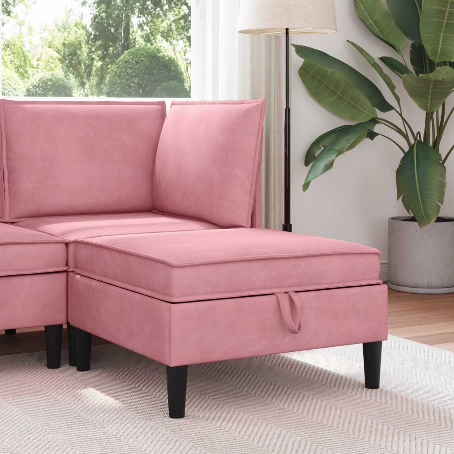 vidaXL Sofa Kruk met Opslag Roze Fluweel afbeelding 1