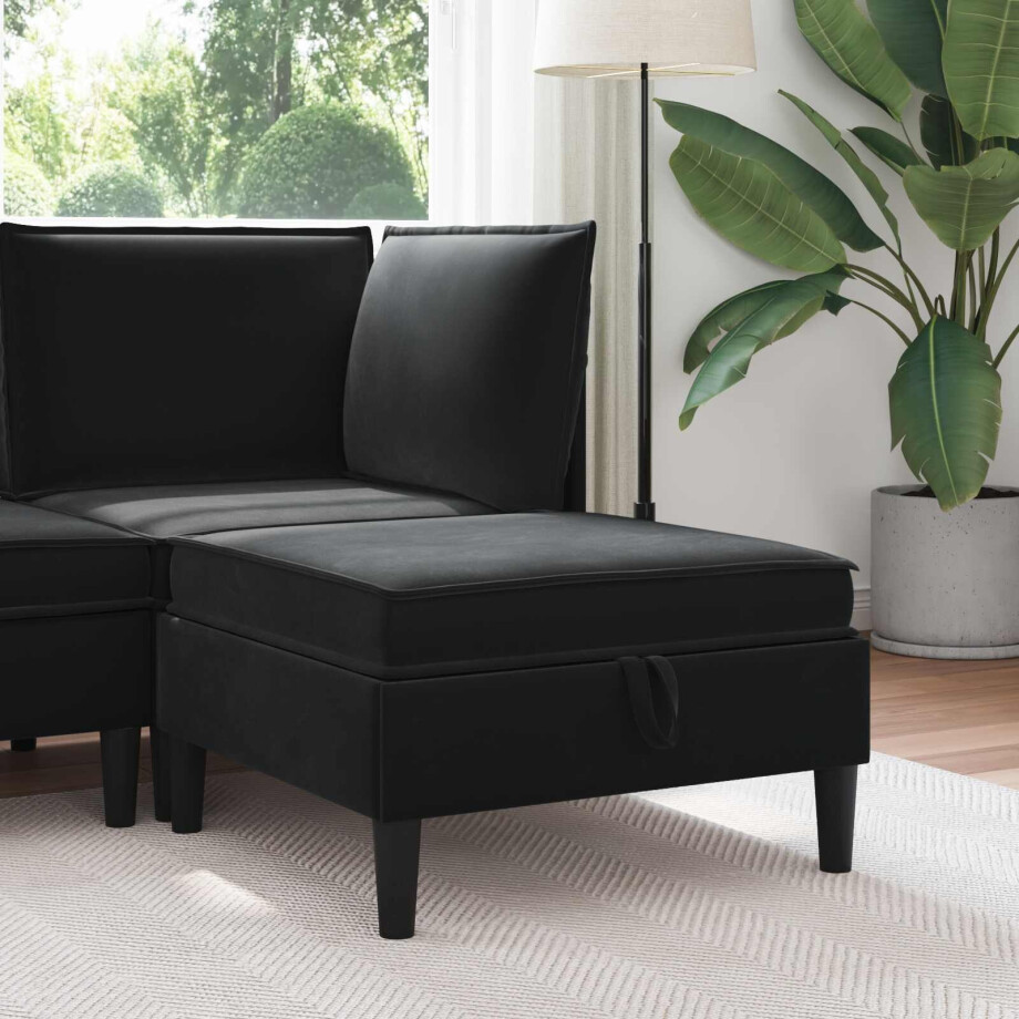 vidaXL Sofa Kruk met Opslag Zwart Fluweel vidaXL Sofa Kruk met Opslag Zwart Fluweel afbeelding 1