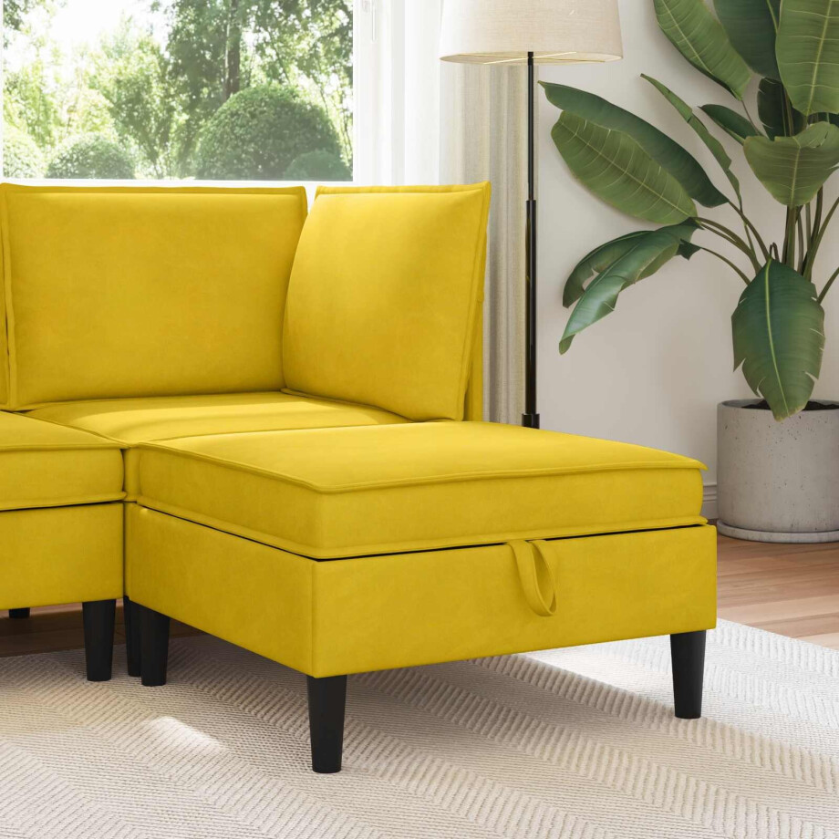 vidaXL Sofa Kruk met Opslag Geel Fluweel afbeelding 1