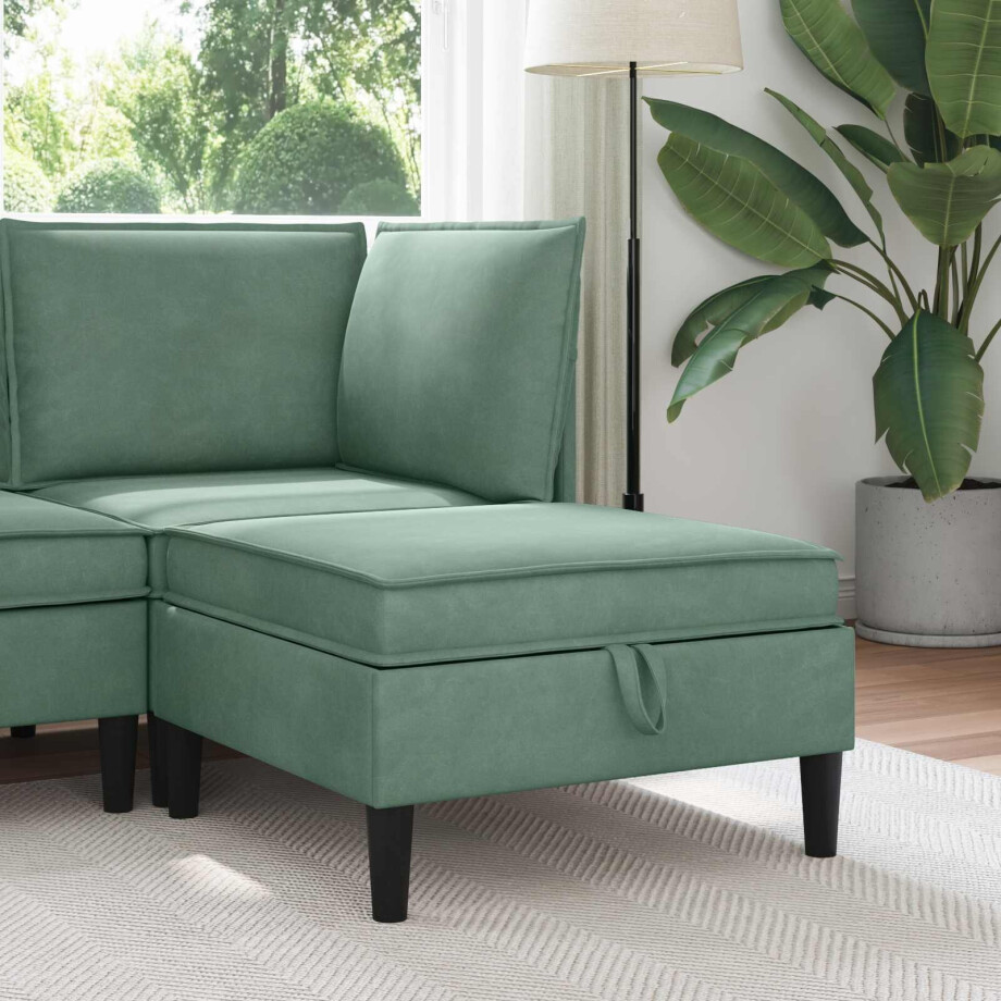 vidaXL Sofa Kruk met Opslag Zeegroen Fluweel afbeelding 1