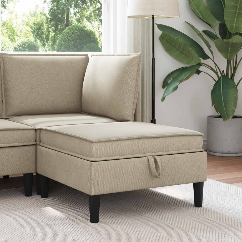 vidaXL Sofa Kruk met Opslag Zand Fluweel afbeelding 1